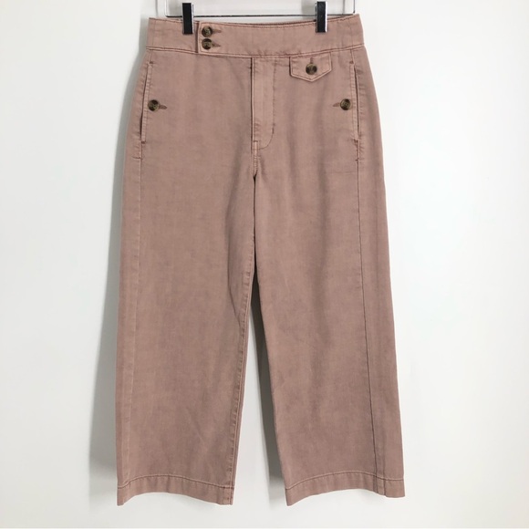 AEO 2 high rise Pink Wide Leg Crop Pants 3565 button 0343 American eagle - Picture 2 of 11